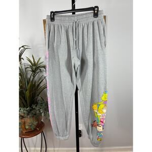 Nickelodeon Joggers Sweatpants Women's M Gray Fleece Athleisure Loungewear Y2K